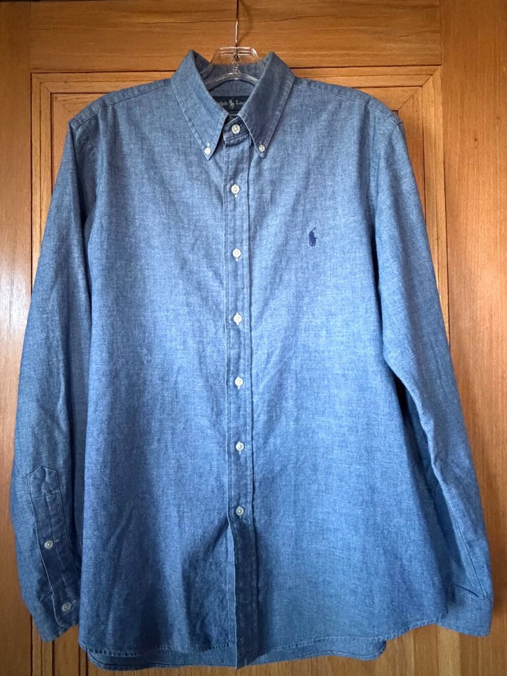 Vintage Polo Ralph Lauren Denim Button Down Shirt Large Mens Classic Custom Fit